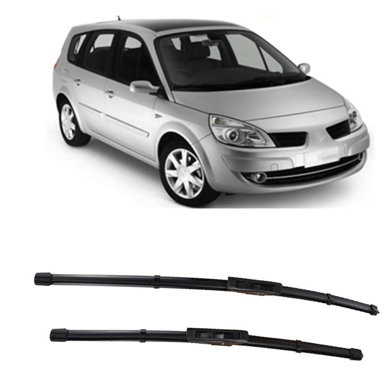 Scheibenwischer Ersatz Gummi für Renault Scenic 2 Grand Scenic II 2 2005-2009, Windschutzscheibe Vordere Wischerblätter Windschutzscheibe Frontscheibe Zubehör von ZXBL