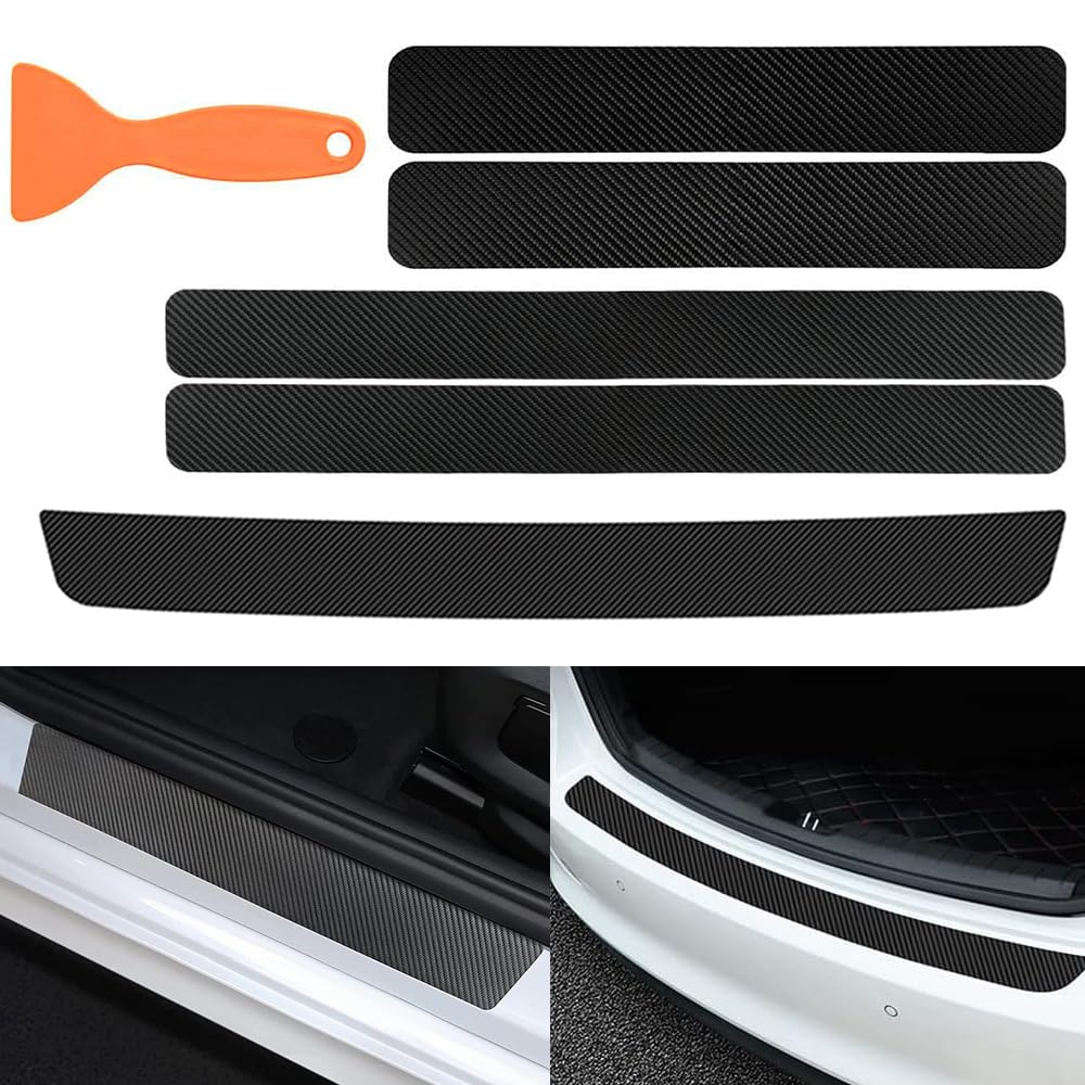 ZXCVDF Auto Einstiegsleisten Schutz für Peugeot Rifter ab Bj.2018,Carbon Fiber Ladekantenschutz Schutzfolie Türschweller Schutzleiste Lackschutzfolie(5 Stück),Black von ZXCVDF