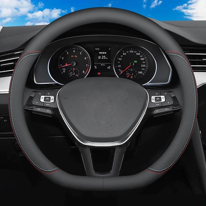 ZXCVDF Lenkradbezug Auto für Citroën Jumpy 3.Generation Bj 2016-2024,Mikrofaser Leder Lenkradhülle 37-38cm/15'' Lenkradhülle für Sommer & Winter Anti Rutsch Lenkradabdeckung Lenkradschoner von ZXCVDF