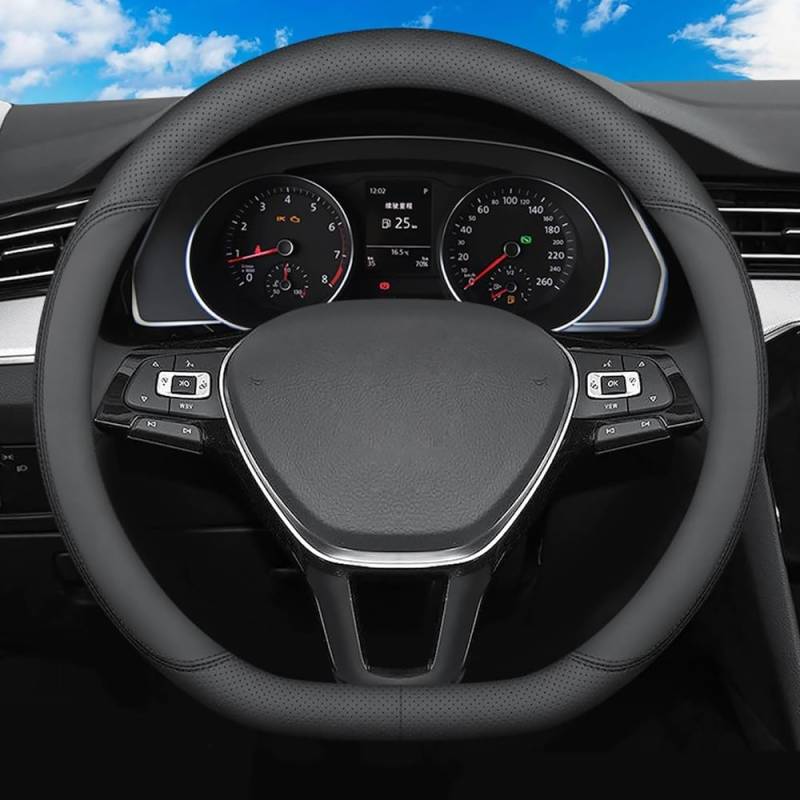 ZXCVDF Lenkradbezug Auto für Opel Vivaro C I 2019-2024,Mikrofaser Leder Lenkradhülle 37-38cm/15'' Lenkradhülle für Sommer & Winter Anti Rutsch Lenkradabdeckung Lenkradschoner,Black-2-D Type von ZXCVDF