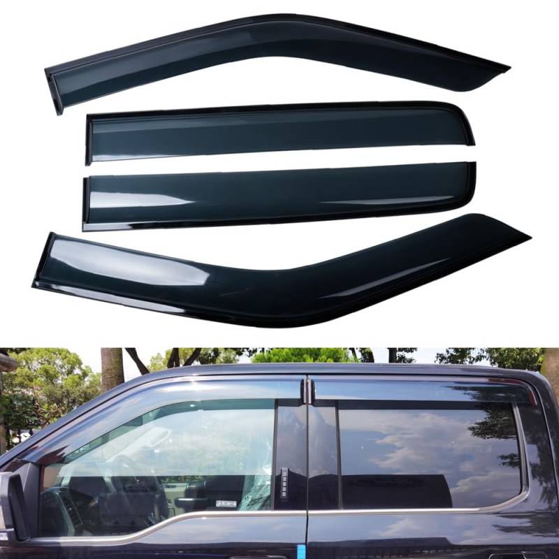 Windabweiser Autofenster für Ford Raptor F-150 2015,Car Comfort Windabweiser Regenabweiser Aerodynamisch Regenschutz Integrierte Deflektoren Luftabweiser von ZXCVDF