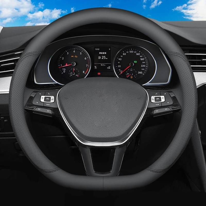 ZXCVDF Lenkradbezug Auto für Skoda Octavia Combi 4 (IV) NX5 I 2020-2024,Mikrofaser Leder Lenkradhülle 37-38cm/15'' Lenkradhülle für Sommer & Winter Anti Rutsch Lenkradabdeckung Lenkradschoner von ZXCVDF
