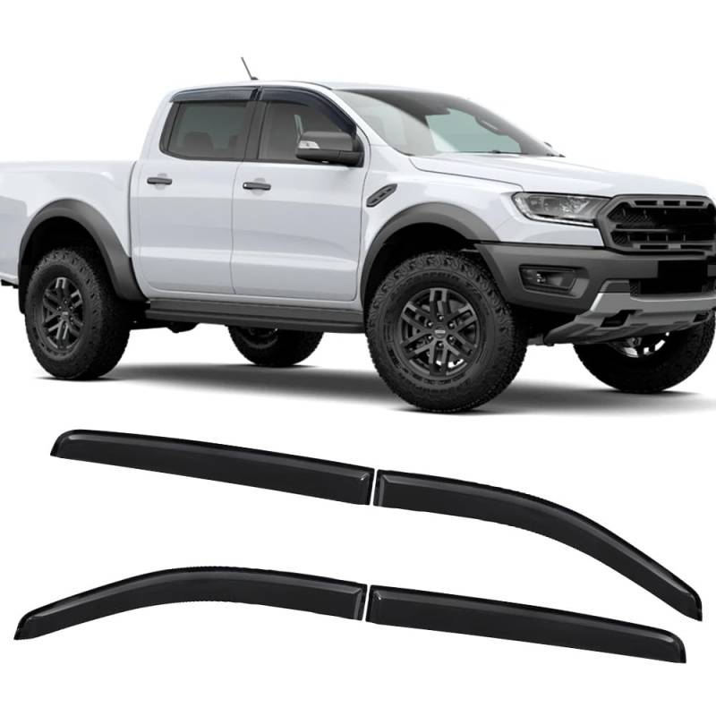 ZXCVDF Windabweiser Autofenster für Ford Ranger Raptor 2015-2022,Car Comfort Windabweiser Regenabweiser Aerodynamisch Regenschutz Integrierte Deflektoren Luftabweiser von ZXCVDF