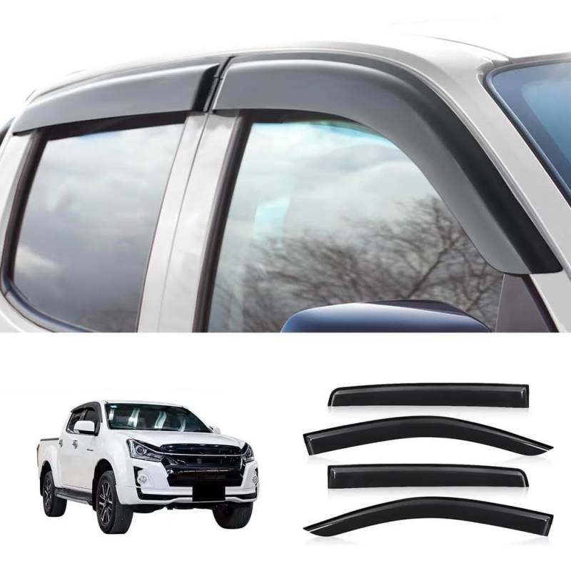 ZXCVDF Windabweiser Autofenster für Isuzu DMAX 2012-2017 2018 2019,Car Comfort Windabweiser Regenabweiser Aerodynamisch Regenschutz Integrierte Deflektoren Luftabweiser von ZXCVDF