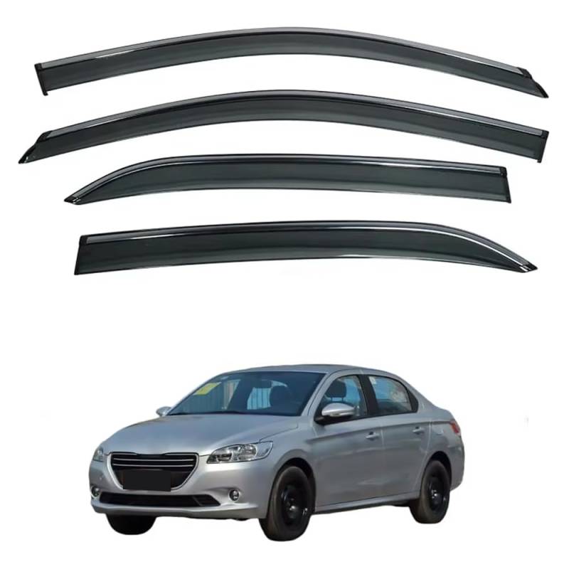 ZXCVDF Windabweiser Autofenster für Peugeot 301 2014 2015 2016 2017-2022 2023,Car Comfort Windabweiser Regenabweiser Aerodynamisch Regenschutz Integrierte Deflektoren Luftabweiser von ZXCVDF