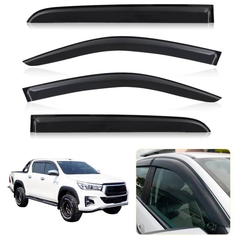 ZXCVDF Windabweiser Autofenster für Toyota Hilux Revo 2015-2022 2023,Car Comfort Windabweiser Regenabweiser Aerodynamisch Regenschutz Integrierte Deflektoren Luftabweiser von ZXCVDF
