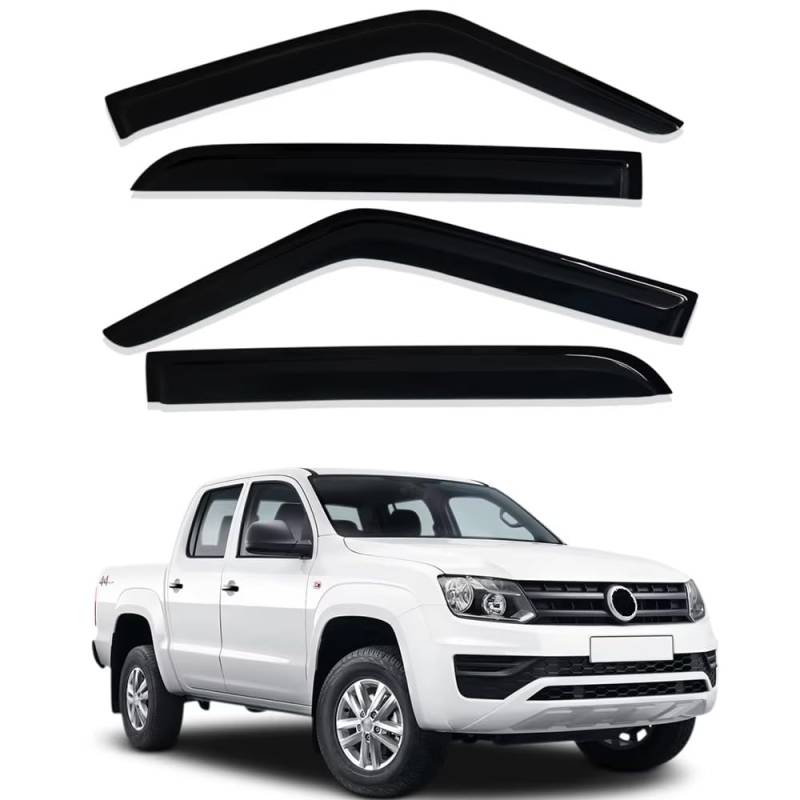 ZXCVDF Windabweiser Autofenster für VW Amarok 2009-2019 2020 2022, Car Comfort Windabweiser Regenabweiser Aerodynamisch Regenschutz Integrierte Deflektoren Luftabweiser von ZXCVDF