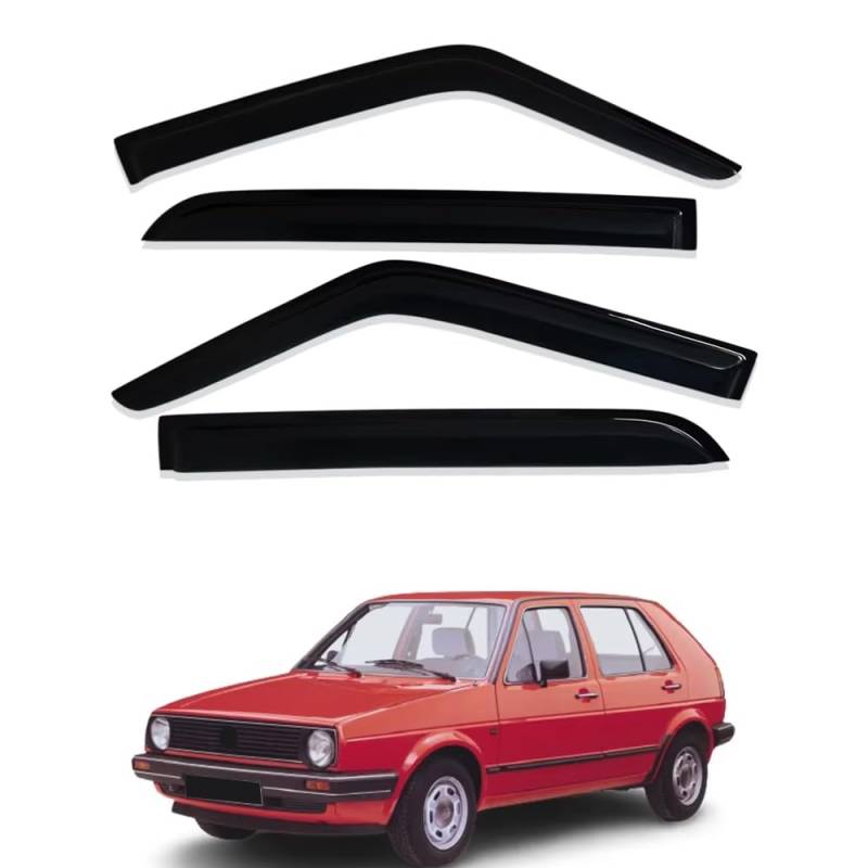 ZXCVDF Windabweiser Autofenster für VW Golf 2 MK2 1983-1989 1990,Car Comfort Windabweiser Regenabweiser Aerodynamisch Regenschutz Integrierte Deflektoren Luftabweiser von ZXCVDF