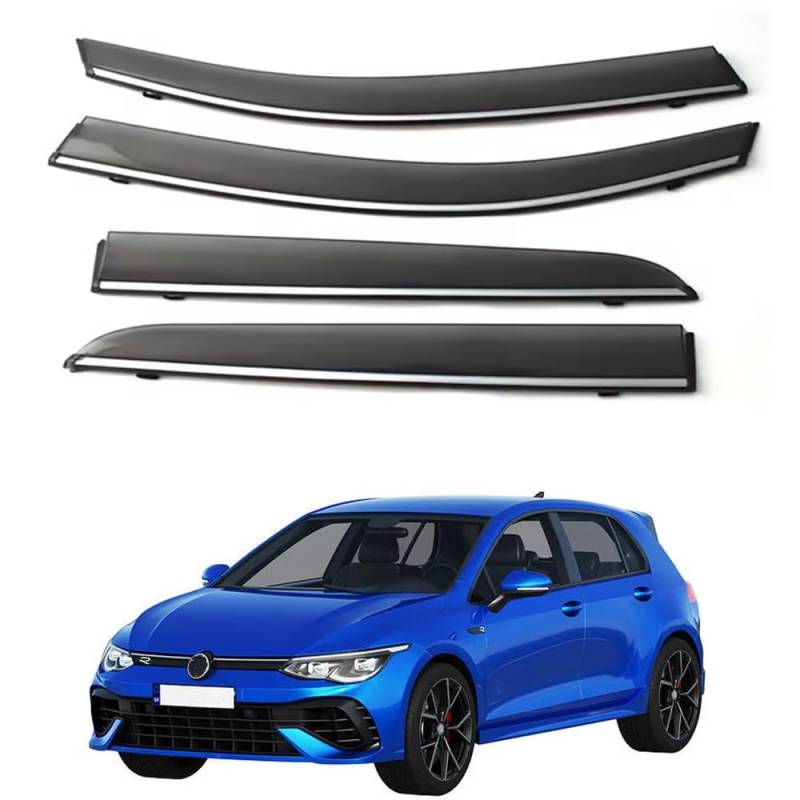 ZXCVDF Windabweiser Autofenster für VW Golf 8 MK8 2020 2021 2022 2023,Car Comfort Windabweiser Regenabweiser Aerodynamisch Regenschutz Integrierte Deflektoren Luftabweiser von ZXCVDF