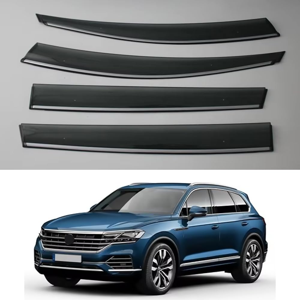 ZXCVDF Windabweiser Autofenster für VW Touareg III 2019 2020 2021 2022,Car Comfort Windabweiser Regenabweiser Aerodynamisch Regenschutz Integrierte Deflektoren Luftabweiser von ZXCVDF