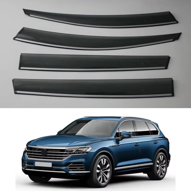 ZXCVDF Windabweiser Autofenster für VW Touareg III 2019 2020 2021 2022,Car Comfort Windabweiser Regenabweiser Aerodynamisch Regenschutz Integrierte Deflektoren Luftabweiser von ZXCVDF