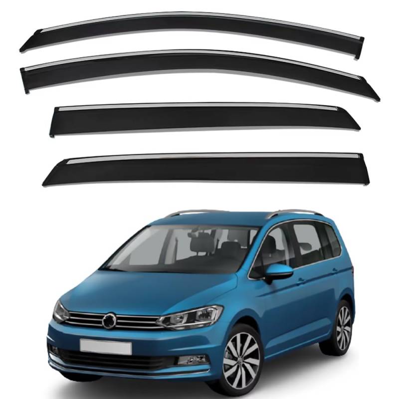 ZXCVDF Windabweiser Autofenster für VW Touran 2004-2014 2015,Car Comfort Windabweiser Regenabweiser Aerodynamisch Regenschutz Integrierte Deflektoren Luftabweiser von ZXCVDF