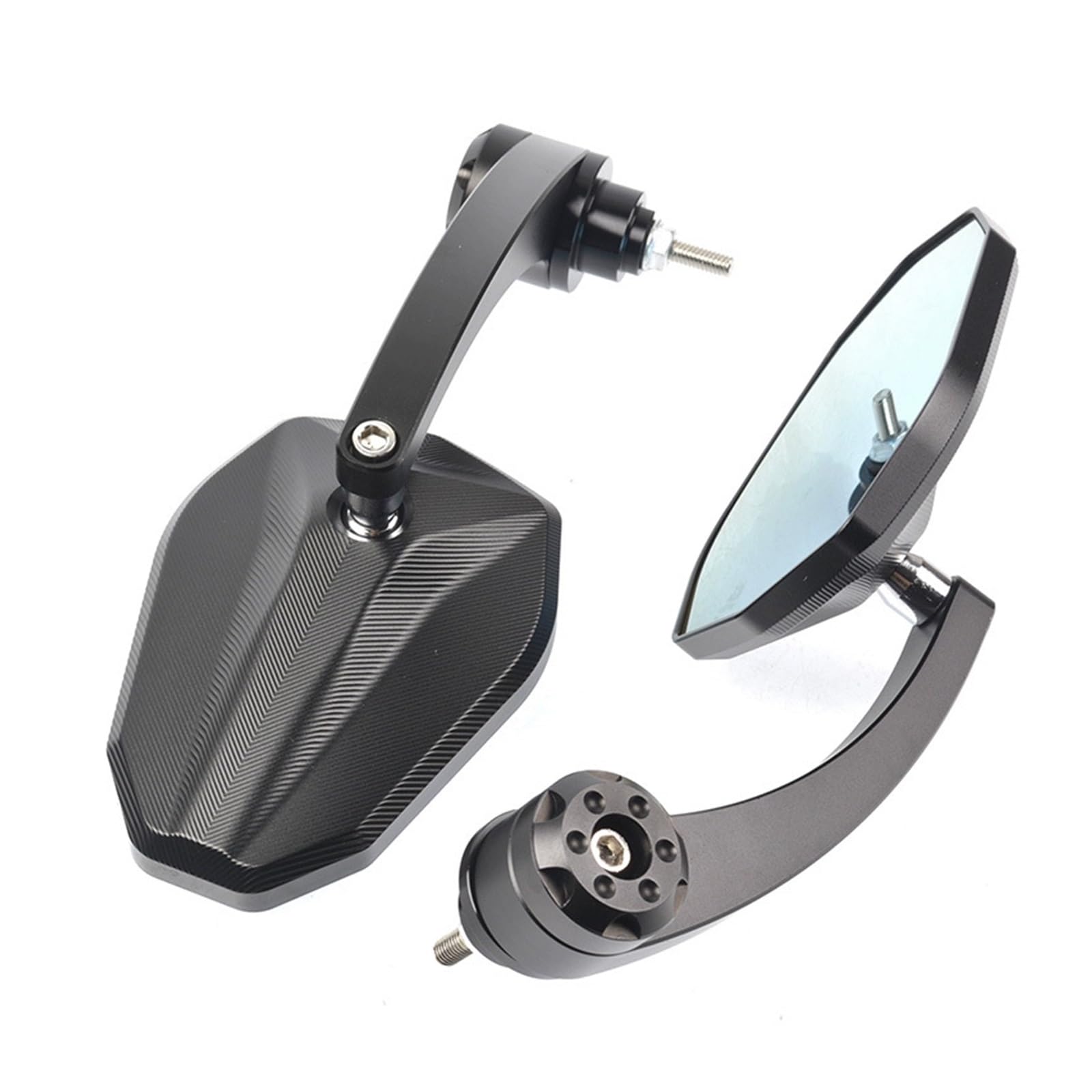 Rückspiegel für Motorräder 17-22mm Lenker End Spiegel Motorrad Aluminium Legierung Einstellbare Spiegel Für H&ornet Für CB650F Spiegel(Black 1) von ZXCYGG