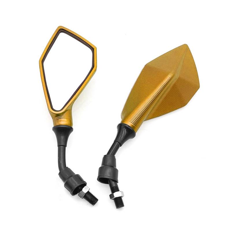 Rückspiegel für Motorräder 2 Stücke 10mm Motorrad Rückspiegel Weitwinkel Einstellbar Fahrrad Lenker Seite Flexible Rückspiegel Spiegel(Gold) von ZXCYGG
