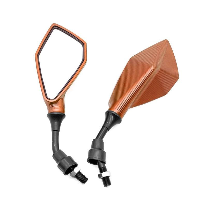 Rückspiegel für Motorräder 2 Stücke 10mm Motorrad Rückspiegel Weitwinkel Einstellbar Fahrrad Lenker Seite Flexible Rückspiegel Spiegel(Orange) von ZXCYGG