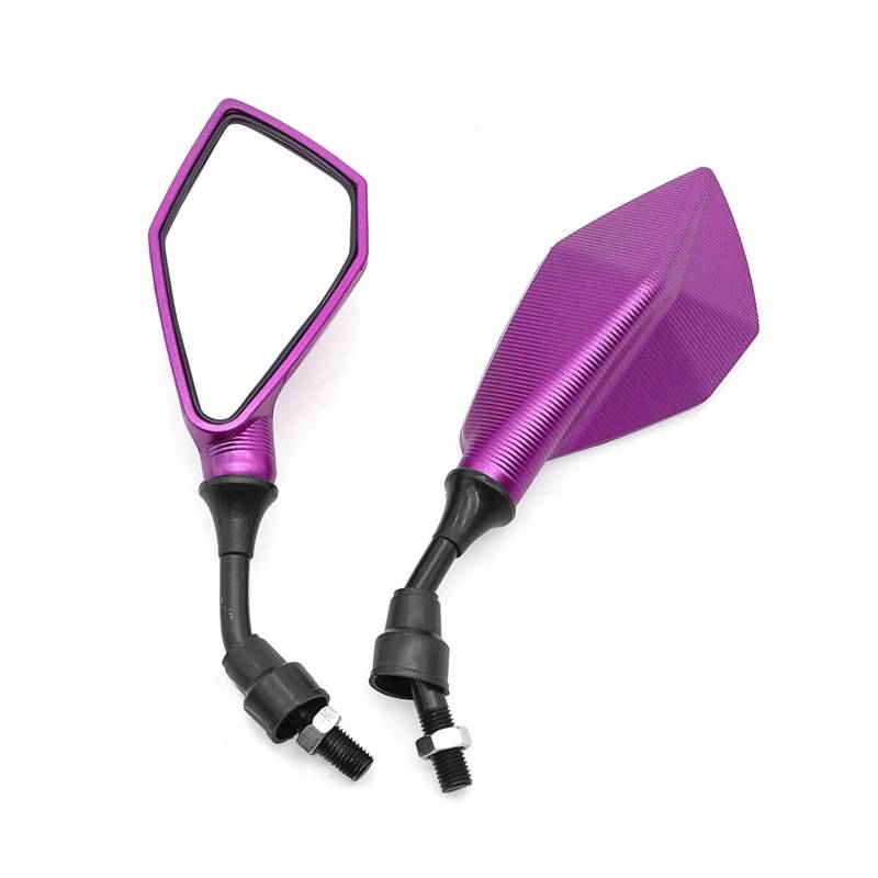 Rückspiegel für Motorräder 2 Stücke 10mm Motorrad Rückspiegel Weitwinkel Einstellbar Fahrrad Lenker Seite Flexible Rückspiegel Spiegel(Purple) von ZXCYGG