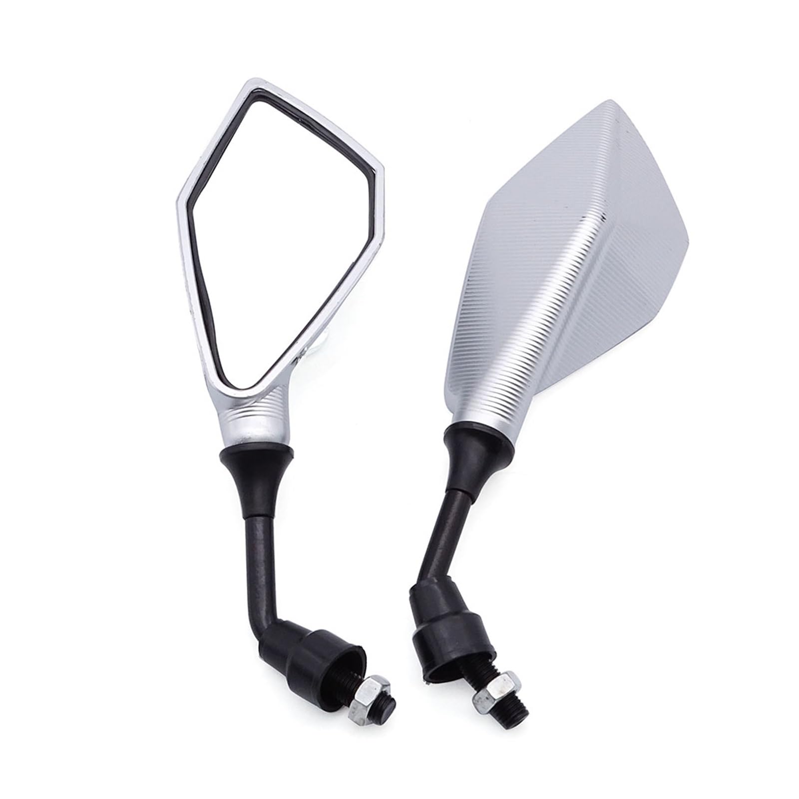 Rückspiegel für Motorräder 2 Stücke 10mm Motorrad Rückspiegel Weitwinkel Einstellbar Fahrrad Lenker Seite Flexible Rückspiegel Spiegel(Silver) von ZXCYGG