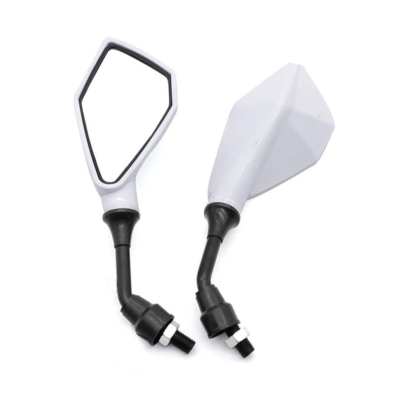 Rückspiegel für Motorräder 2 Stücke 10mm Motorrad Rückspiegel Weitwinkel Einstellbar Fahrrad Lenker Seite Flexible Rückspiegel Spiegel(White) von ZXCYGG