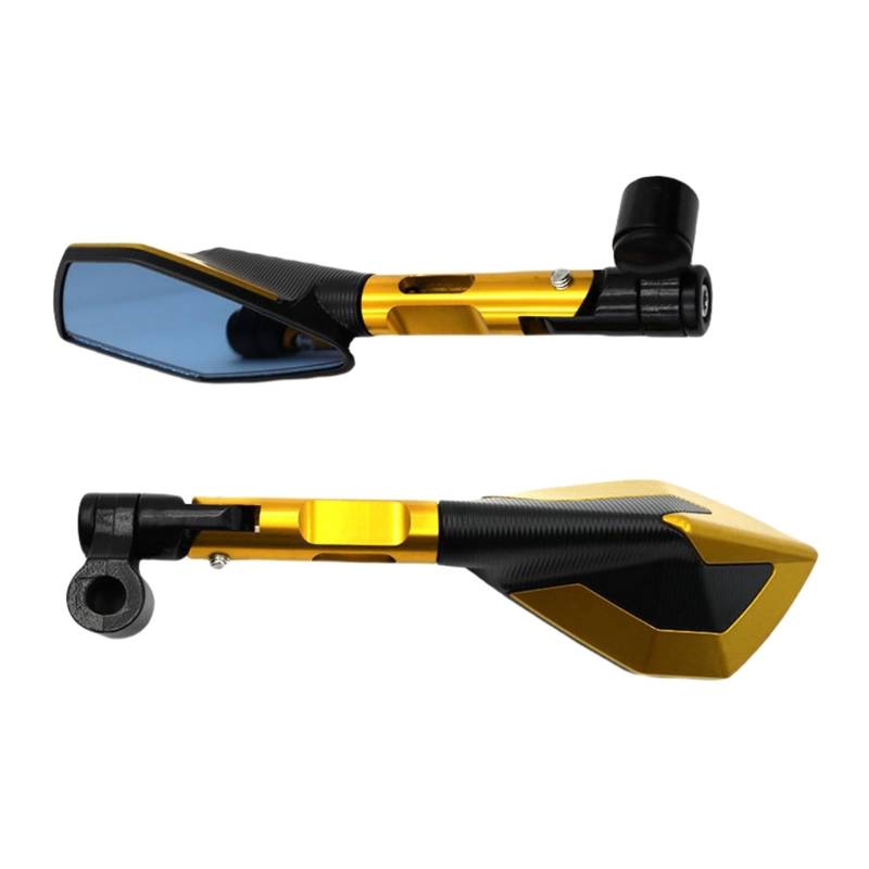 Rückspiegel für Motorräder CNC Aluminium Legierung Rückspiegel Motorrad Elektrische Fahrzeug Reflektor Zubehör Spiegel(Golden) von ZXCYGG