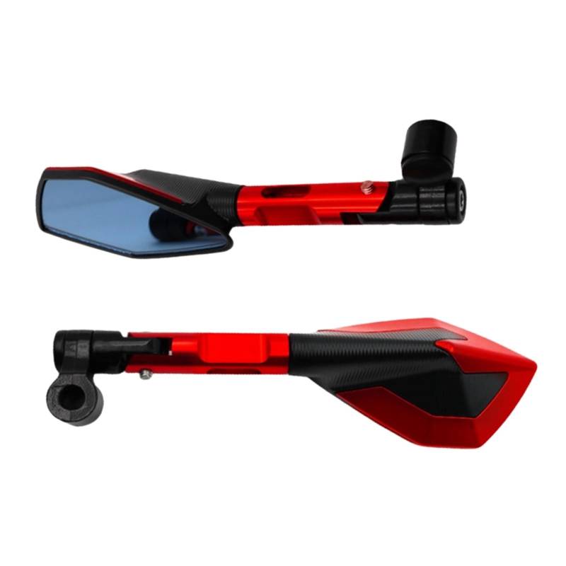 Rückspiegel für Motorräder CNC Aluminium Legierung Rückspiegel Motorrad Elektrische Fahrzeug Reflektor Zubehör Spiegel(Red) von ZXCYGG