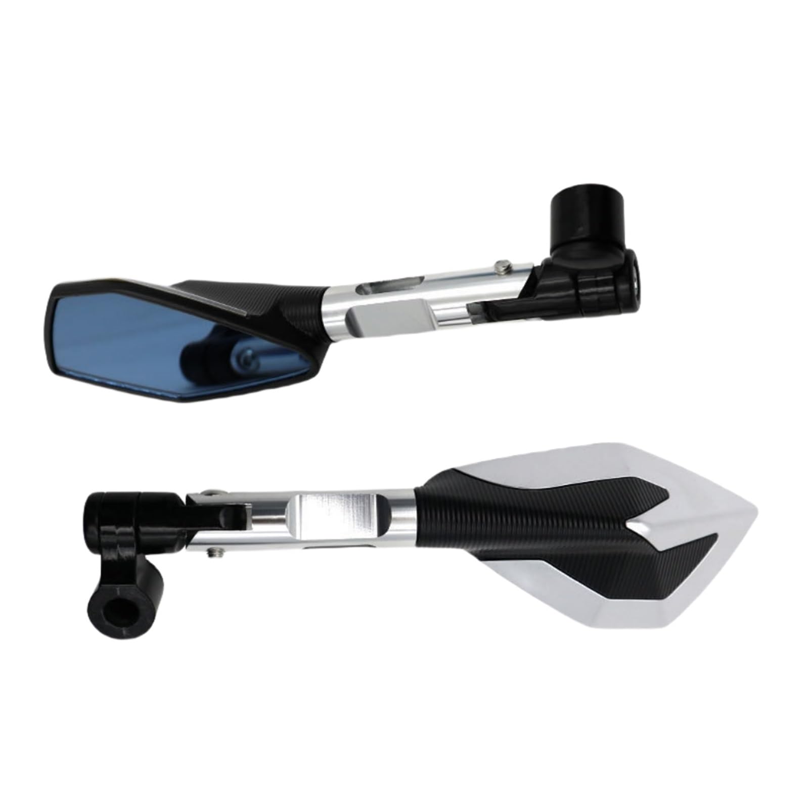 Rückspiegel für Motorräder CNC Aluminium Legierung Rückspiegel Motorrad Elektrische Fahrzeug Reflektor Zubehör Spiegel(Silver) von ZXCYGG