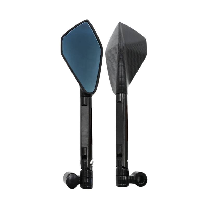 Rückspiegel für Motorräder CNC Motorrad Lenker Rückspiegel Hd Blau Glas Anti-Glare 8mm 10mm Zubehör Spiegel(Black) von ZXCYGG