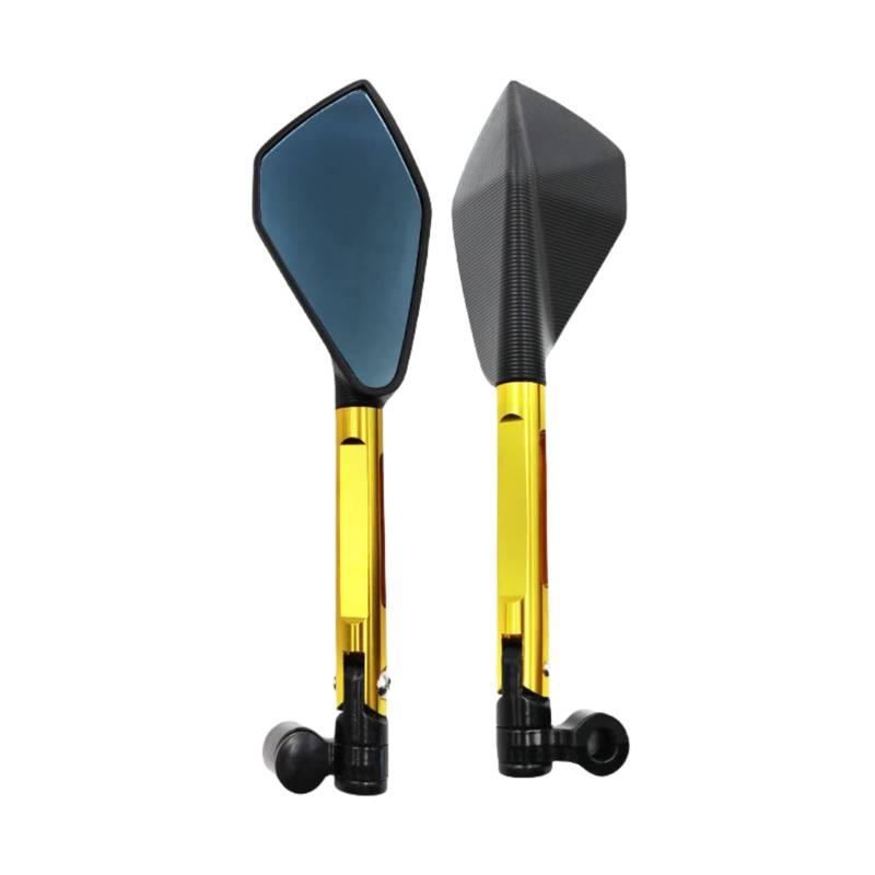 Rückspiegel für Motorräder CNC Motorrad Lenker Rückspiegel Hd Blau Glas Anti-Glare 8mm 10mm Zubehör Spiegel(Golden) von ZXCYGG