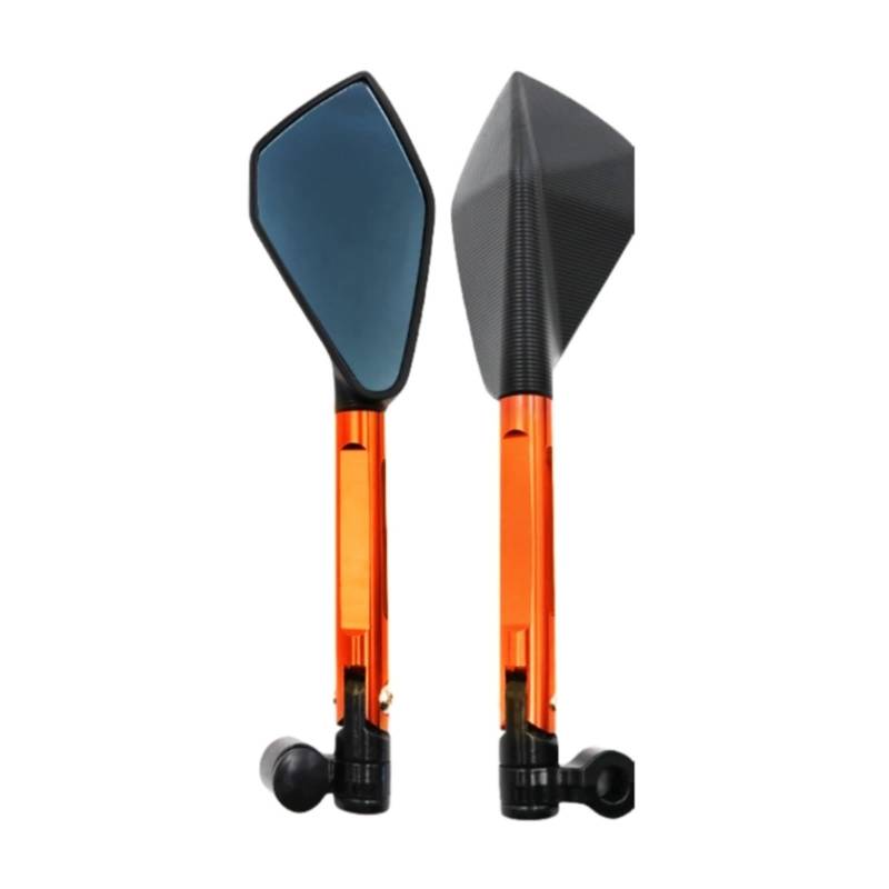 Rückspiegel für Motorräder CNC Motorrad Lenker Rückspiegel Hd Blau Glas Anti-Glare 8mm 10mm Zubehör Spiegel(Orange) von ZXCYGG