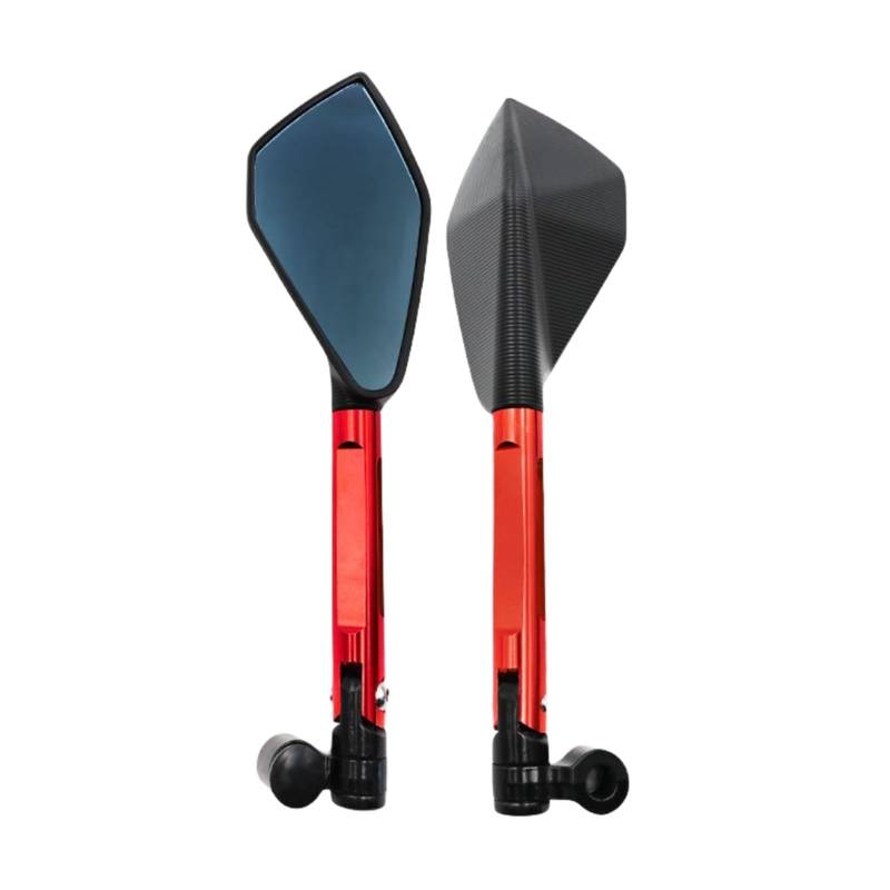 Rückspiegel für Motorräder CNC Motorrad Lenker Rückspiegel Hd Blau Glas Anti-Glare 8mm 10mm Zubehör Spiegel(Red) von ZXCYGG
