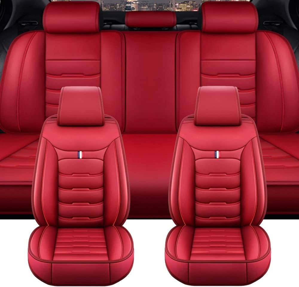 ZXKYLFFF Autositzbezüge passend für SsangYong Tivoli/Tivoli XLV/Tivoli Ultimate/Tivoli LE/Tivoli Grand Turismo, wasserdichtes Leder, 5-Sitzer-Sitzkissen schützt den Sitzbezug, Rot von ZXKYLFFF