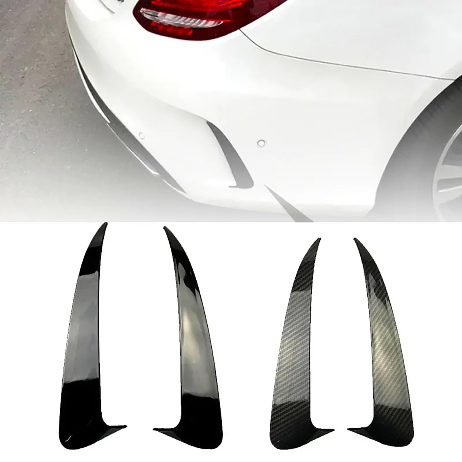 Kompatibel mit Mercedes Benz C Class W205 C205 S205 2014-2019, Heckstoßstangenspoiler, seitliche Canard-Luftentlüftungsabdeckungseinsätze, Zubehör,Carbon Fiber look-W205 4-Door von ZXYHBHD