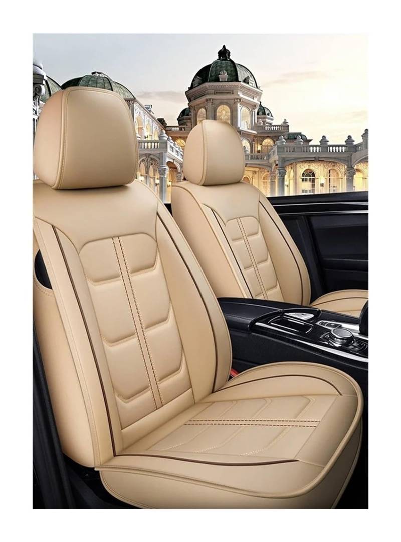 ZXYIWSDF Autositz-Schutzpolster Kompatibel Mit Nissan Für Qashqai J10 J11 Universal Style Autositzbezüge Kissen Sitzbezug Auto Vorder-/Rücksitzbezug Zubehör(Beige,2front) von ZXYIWSDF