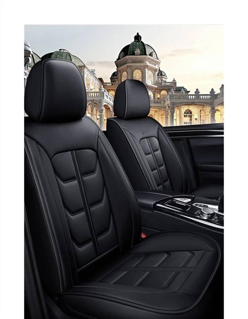 ZXYIWSDF Autositz-Schutzpolster Kompatibel Mit Nissan Für Qashqai J10 J11 Universal Style Autositzbezüge Kissen Sitzbezug Auto Vorder-/Rücksitzbezug Zubehör(Black,Full Set) von ZXYIWSDF