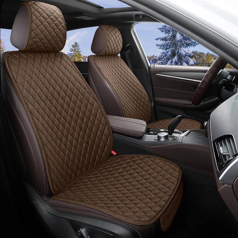 ZXYIWSDF Autositz-Schutzpolster Universal Auto Sitzbezug Protector Leinen Vorne Hinten Zurück Kissen Schützen Pad Matte Rückenlehne Für Auto Innen LKW SUV Van Automobil Innen(Brown,Single Front seat) von ZXYIWSDF
