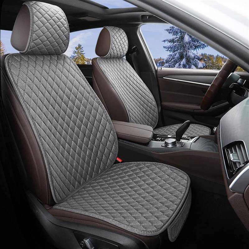 ZXYIWSDF Autositz-Schutzpolster Universal Auto Sitzbezug Protector Leinen Vorne Hinten Zurück Kissen Schützen Pad Matte Rückenlehne Für Auto Innen LKW SUV Van Automobil Innen(Gray,Single Front seat) von ZXYIWSDF