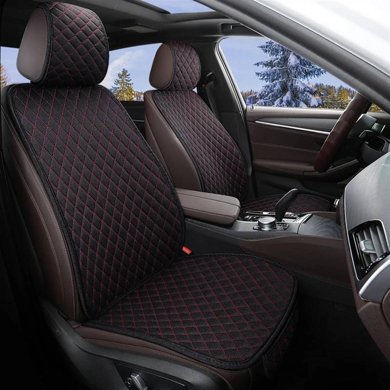 ZXYIWSDF Autositz-Schutzpolster Universal Auto Sitzbezug Protector Leinen Vorne Hinten Zurück Kissen Schützen Pad Matte Rückenlehne Für Auto Innen LKW SUV Van Automobil Innen(Red,Single Front seat) von ZXYIWSDF