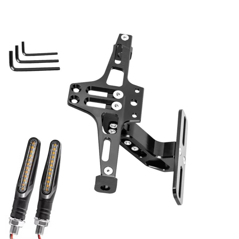 ZXYIWSDF Motorrad Nummernschildhalter Kompatibel Mit Für KDX200/220 Für KLX400 Für KLX450R Für Z800 Für Z1000SX Motorrad-Kennzeichenhalter Vorne Und Hinten(A with Turn Light) von ZXYIWSDF