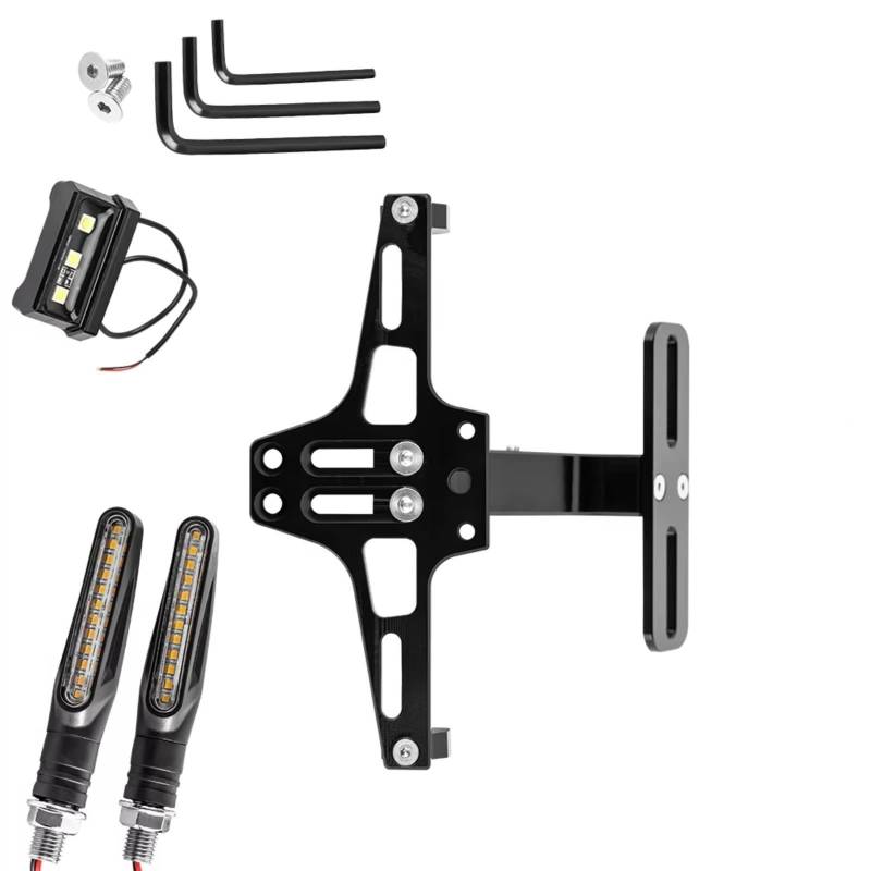 ZXYIWSDF Motorrad Nummernschildhalter Kompatibel Mit Für KDX200/220 Für KLX400 Für KLX450R Für Z800 Für Z1000SX Motorrad-Kennzeichenhalter Vorne Und Hinten(Set with Turn Light) von ZXYIWSDF