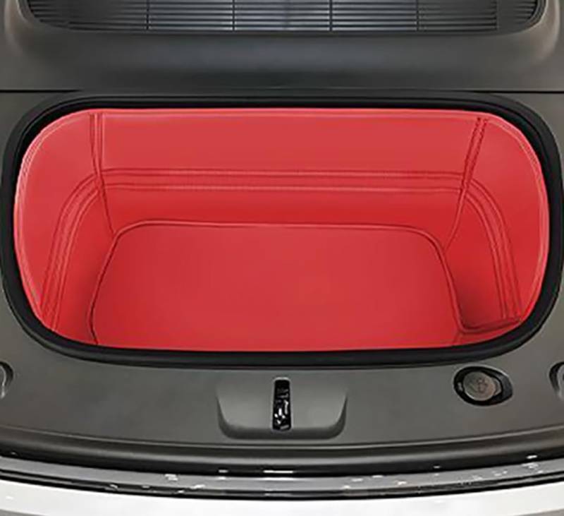 ZYCHUANGYING Tesla Model Y Juniper Refresh (2025–2026) Vollabdeckung Frunk Matte & hintere untere Kofferraumaufbewahrung & innere Aufbewahrungsmatte - 100% rotes Echtleder von ZYCHUANGYING