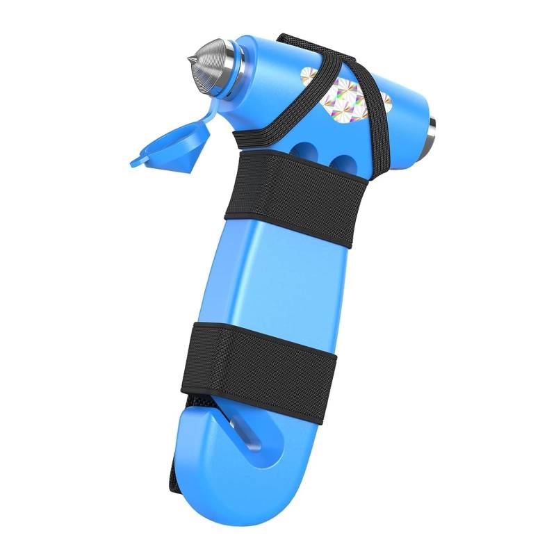 ZYEKIU Nothammer Auto, Window Breaker 3 in 1 Notfall Fluchtwerkzeug, Notfallhammer Auto mit Gurtschneider, Protector Sicherheitshammer Gurtschneider Notfallhammer Auto Ausstiegshilfe (Blau) von ZYEKIU