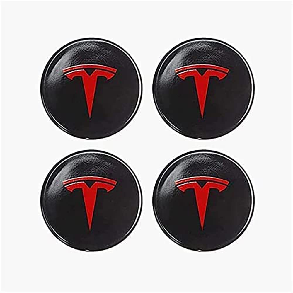 ZYHHDP 4 X Reifen & Felgen Radnabenkappen Emblem-Aufkleber Aufkleber, füR Tesla Model X Model S Model 3 60MM Staubdichtes Styling-ZubehöR von ZYHHDP