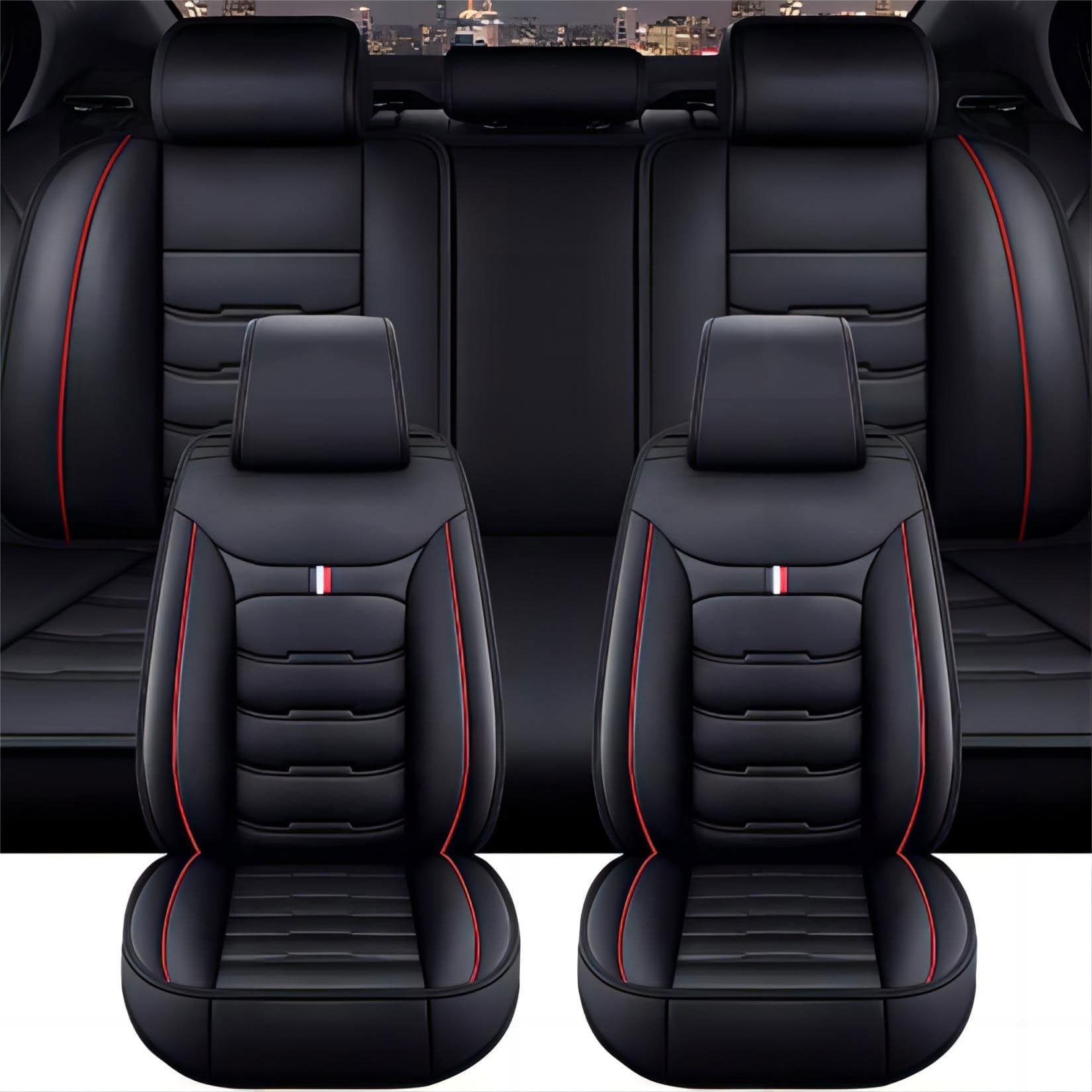 ZYJHGF Auto Sitzbezüge Sets für Tiguan 2. Gen/Tiguan Allspace 2016-2020 2021 2022 2023 2024 2025, Leder Autositzbezug Vorder und Rückbank Sitzschoner Wasserdicht Zubehör,C-Black-Red ZYJHGF Auto Sitzbezüge Sets für Tiguan 2. Gen/Tiguan Allspace 2016-2020 2021 2022 2023 2024 2025, Leder Autositzbezug Vorder und Rückbank Sitzschoner Wasserdicht Zubehör,C-Black-Red von ZYJHGF
