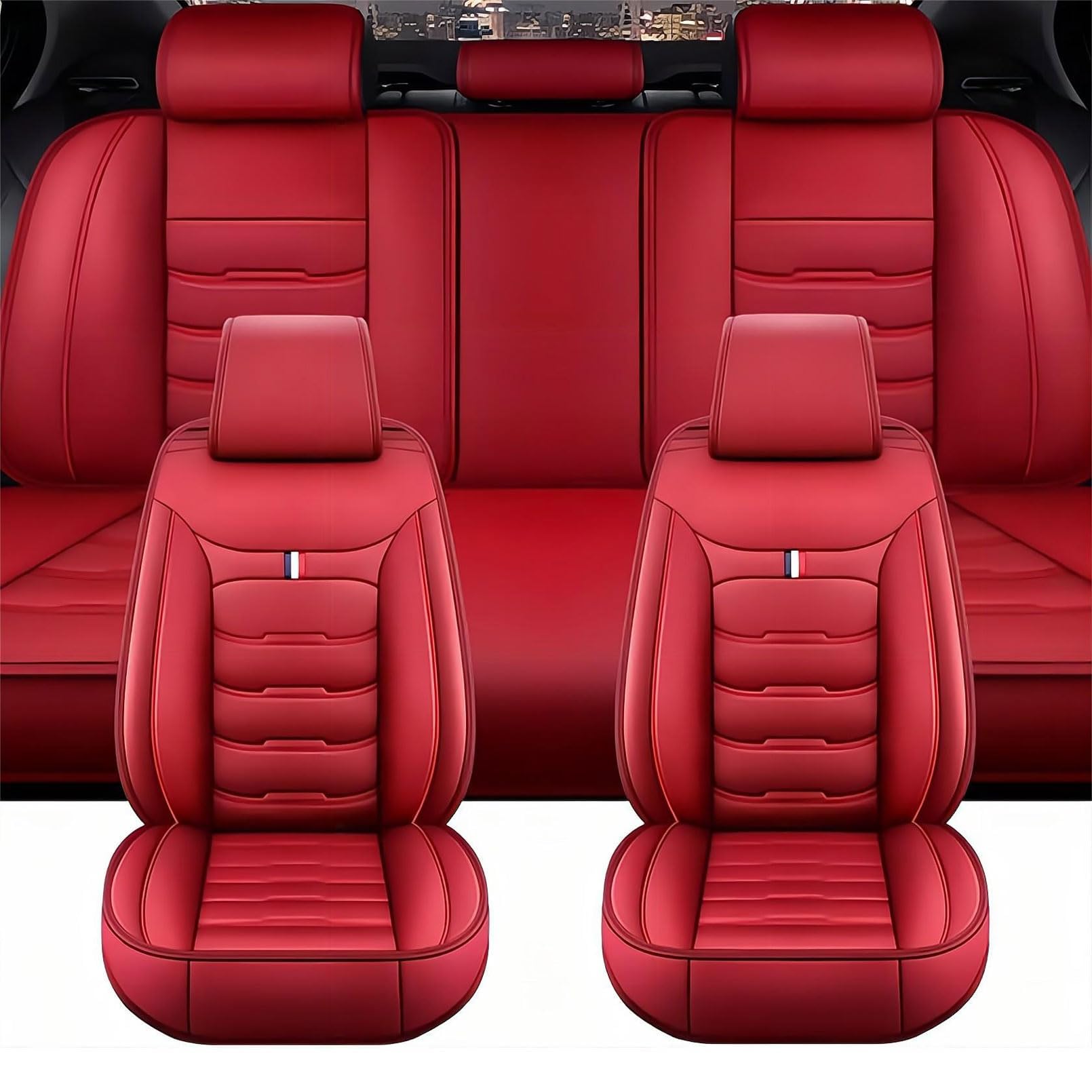 ZYJHGF Auto Sitzbezüge Sets für Toyota Land Cruiser 5seats 2010 2011 2012 2013 2014 2015, Leder Autositzbezug Vorder und Rückbank Sitzschoner Wasserdicht Zubehör,A-Red ZYJHGF Auto Sitzbezüge Sets für Toyota Land Cruiser 5seats 2010 2011 2012 2013 2014 2015, Leder Autositzbezug Vorder und Rückbank Sitzschoner Wasserdicht Zubehör,A-Red von ZYJHGF