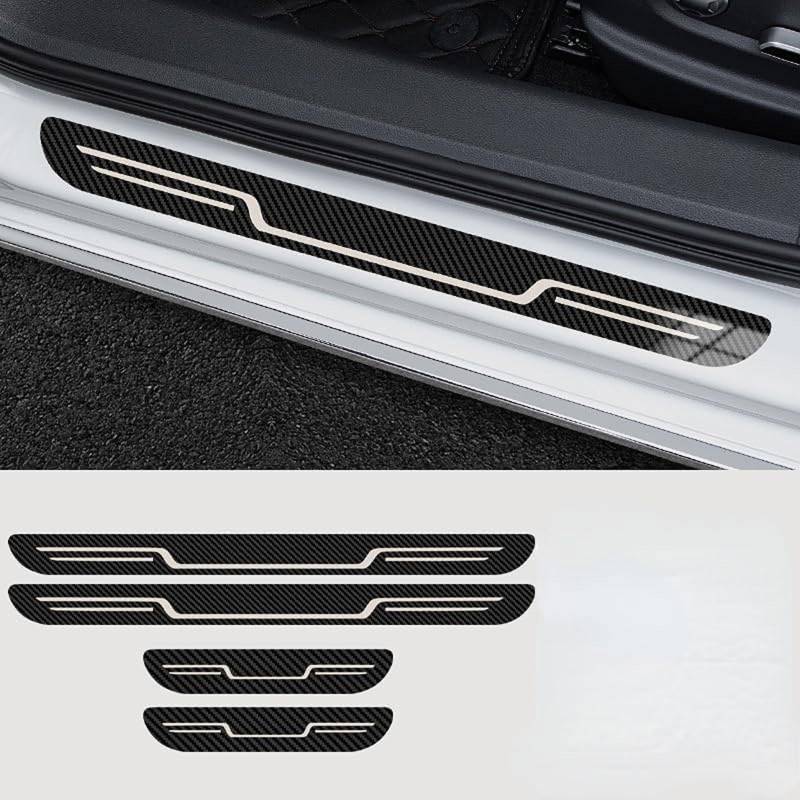 4 Stück Einstiegsleisten Schutz für VW Polo 5 MK5 GTI 6R 6C Edelstahl Material Autotürschwellenleiste Sill Aufkleber Auto Zubehör,Carbon Fiber von ZYJZXL188