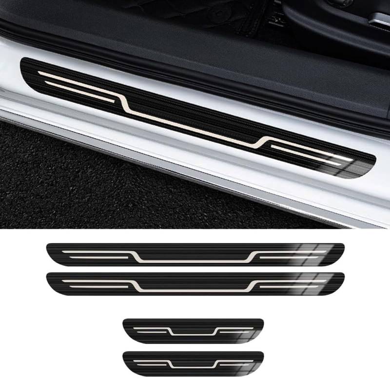 4 Stück Einstiegsleisten Schutz für VW T5 T5.1 T6 T6.1 Edelstahl Material Autotürschwellenleiste Sill Aufkleber Auto Zubehör,Black Brushed von ZYJZXL188