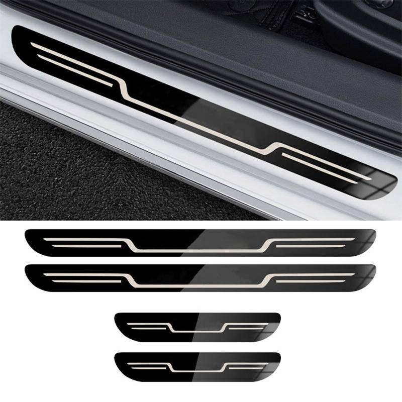 4 Stück Einstiegsleisten Schutz für VW Tiguan R-Line Edelstahl Material Autotürschwellenleiste Sill Aufkleber Auto Zubehör,Black Mirror von ZYJZXL188