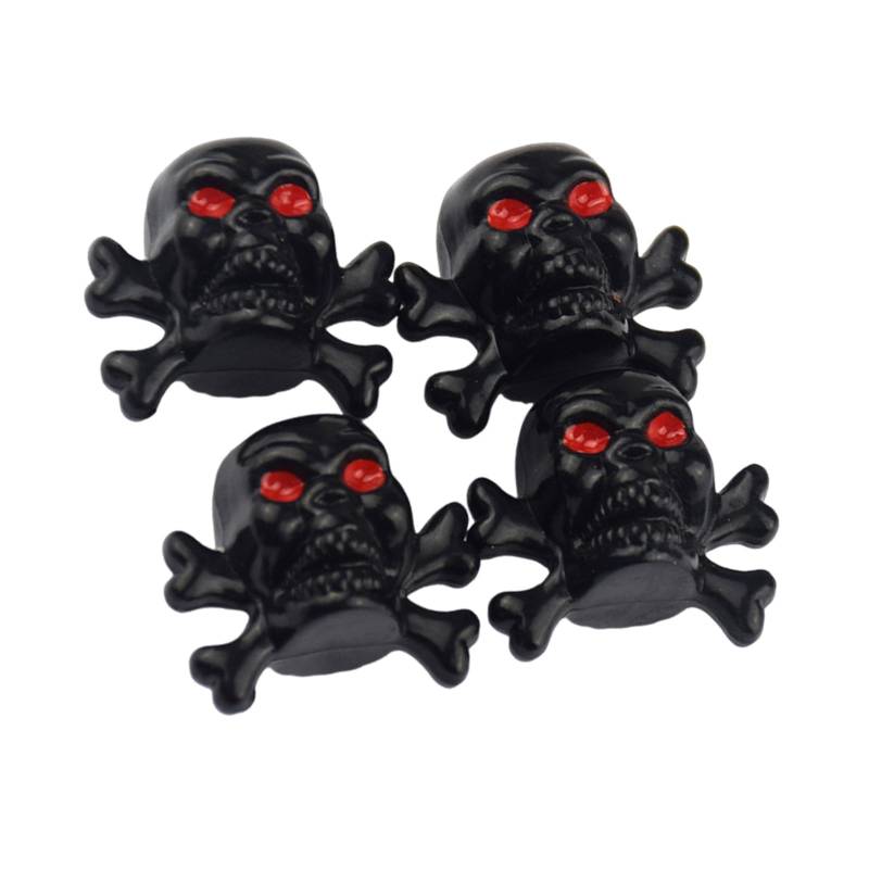 4PCS Schädelstile Dichtungsstamm Deckungen Kappen Autorad Reifenventile Stammkappen Reifenzubehör Reisluftdruckkappen von ZYKEJJDDAK