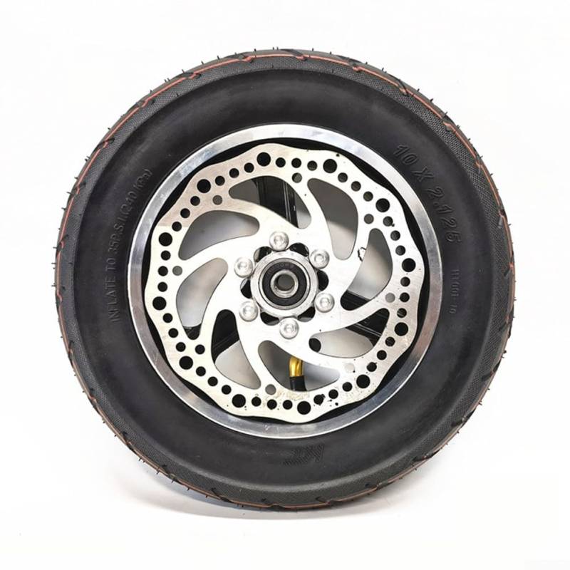 25,4 cm (10 Zoll) Solider Reifen, Scheibenbremsreifen mit Bremsscheibe, Scooter-Ersatzräder, kompatibel mit 10 x 2 125 Elektroroller-Reifen (mit Scheibenbremse) von ZYNCUE
