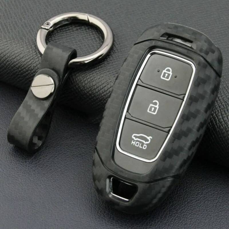 ZYNCUE Auto-Fernbedienung Hülle Schlüsselanhänger Schutzhülle Ersatz – Smart Key Fob Ring Case Cover für Hy-undai San-ta Fe Palisade Accent Ko-na Ne-xo I30 von ZYNCUE