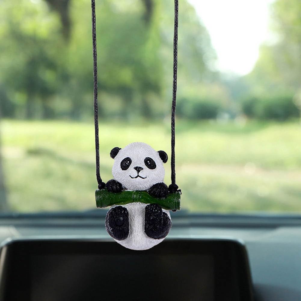ZYNCUE Panda Auto Hängende Ornament, Kung Fu Panda Auto Dekoration Spiegel Hängen Innen Zubehör Rückspiegel von ZYNCUE